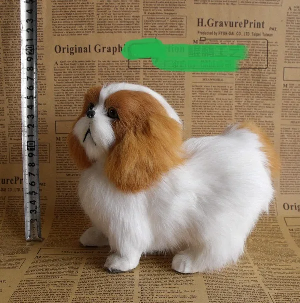 Simulasi Anjing Peking Putih Dengan Kuning Kepala 17x10x15 Cm