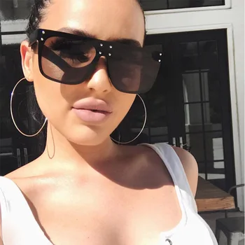 

2018 Luxury Italy Oversized Flat Top Sunglasses Women Rimless Retro Brand Designer Sun Glasses For Female Ladies Black Eyewear