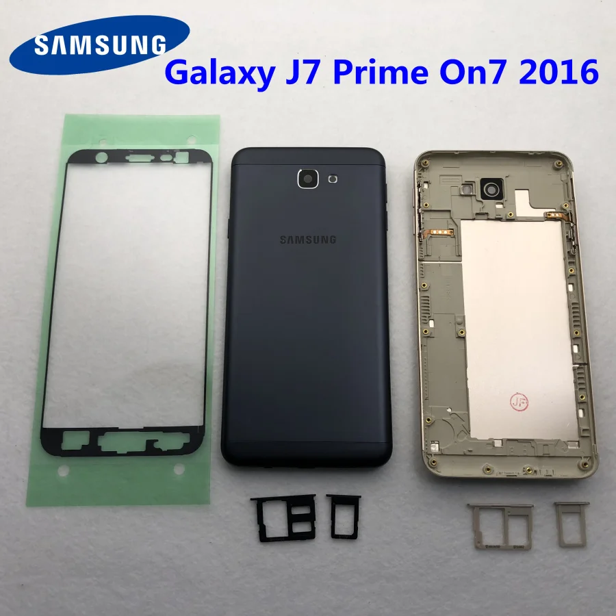 

For Samsung Galaxy J7 Prime On7 2016 G610 G610F Battery Cover Housing Back Cover Case Rear Door Original On7 Aluminum back cover