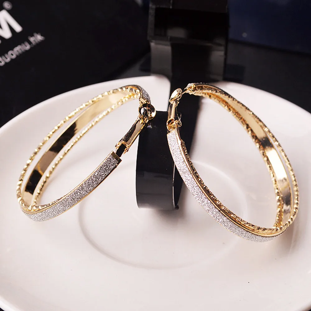 Модные женские серьги-кольца с очень большими кругами, ювелирные изделия золотого и серебряного цветов, модные ретро большие круглые серьги-Ff