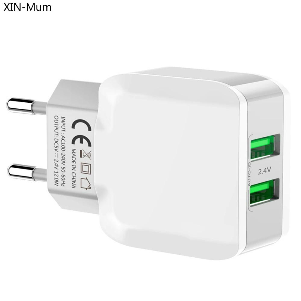 Fashion Dual USB Wall Portable EU Plug Charger 5V 2.4A Fast Charging