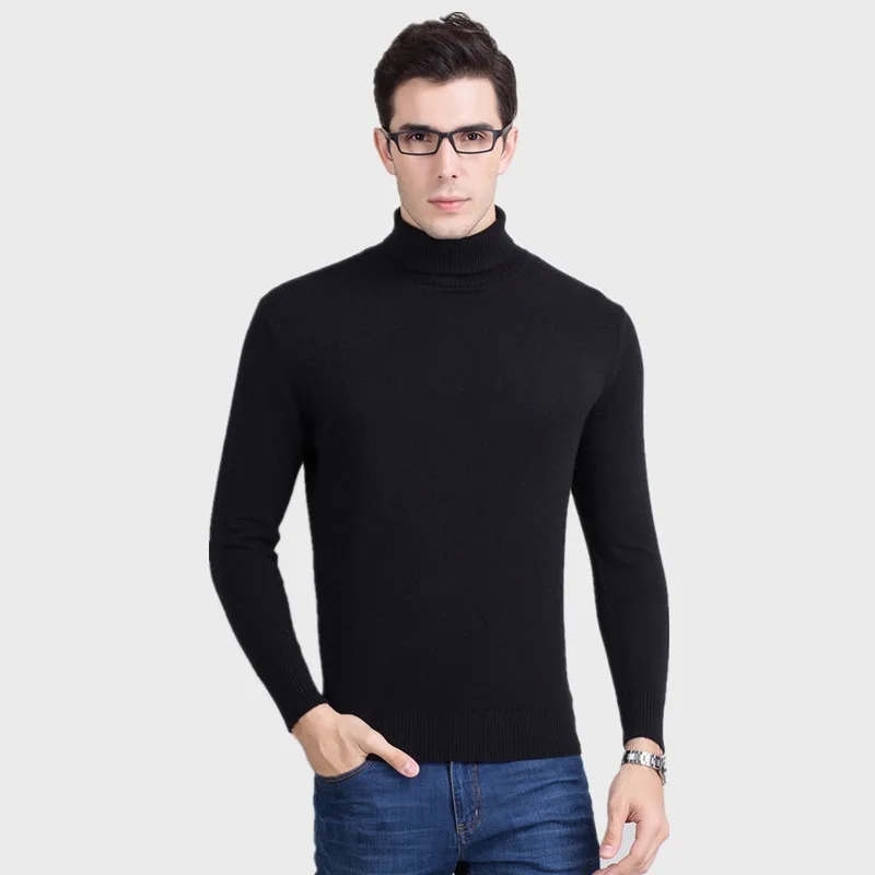 Men's Cashmere Sweaters Winter Warm Knitted Turtleneck