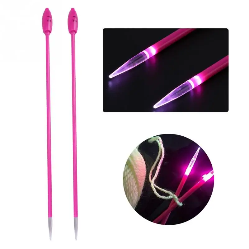 9 Sizes Single Point Straight Plastic LED Knitting Needles Lighted Knit