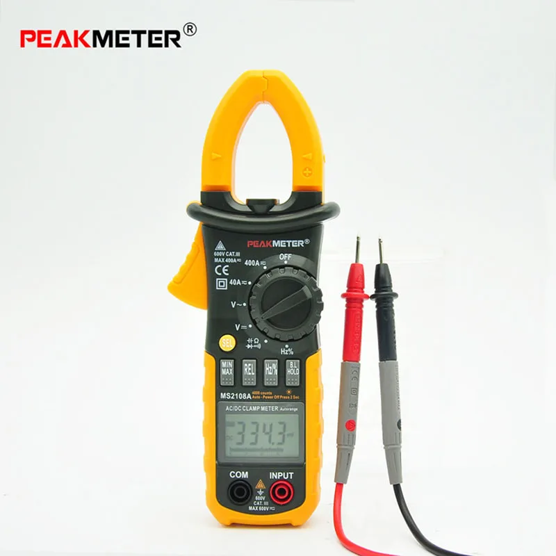 

PEAKMETER Digital Clamp Meter Multimeter Amper voltmeter MS2108A  AC/DC Current Voltage Capacitance Resistance frequency  Tester