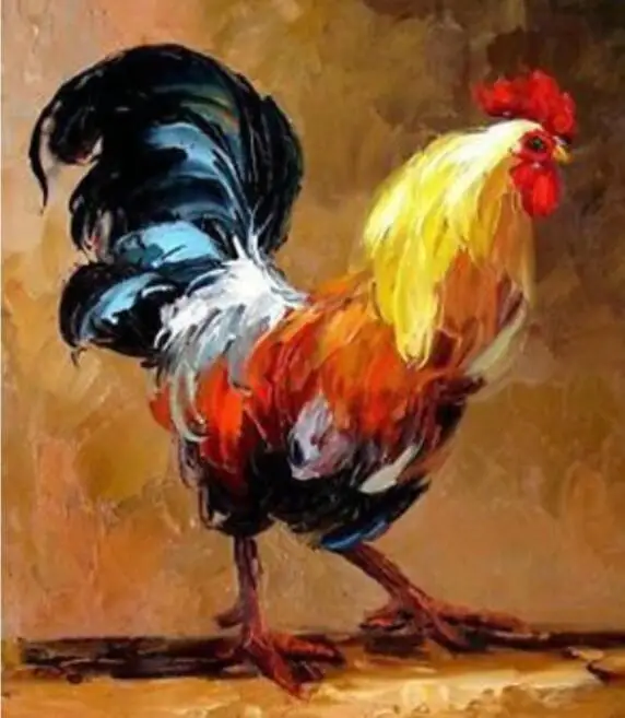 100% ручной картина маслом один из двенадцати зодиакальных животных в Китае: курица картина маслом, скульптура, декоративно-прикладного