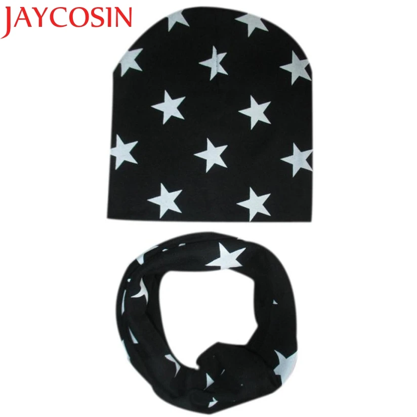 

JAYCOSIN New Fashion Cute Kids Baby Hat Set Casual Star Printed Slouchy Beanies Skullies+O Ring Scarf 161011 Drop Shipping