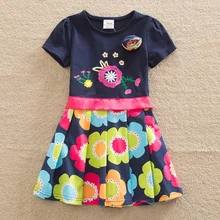 2016 Retail BABY Girl Clothes short Sleeve Girls Dress Bow Kids pretty Dresses Full A-line children clothing new style SH5868