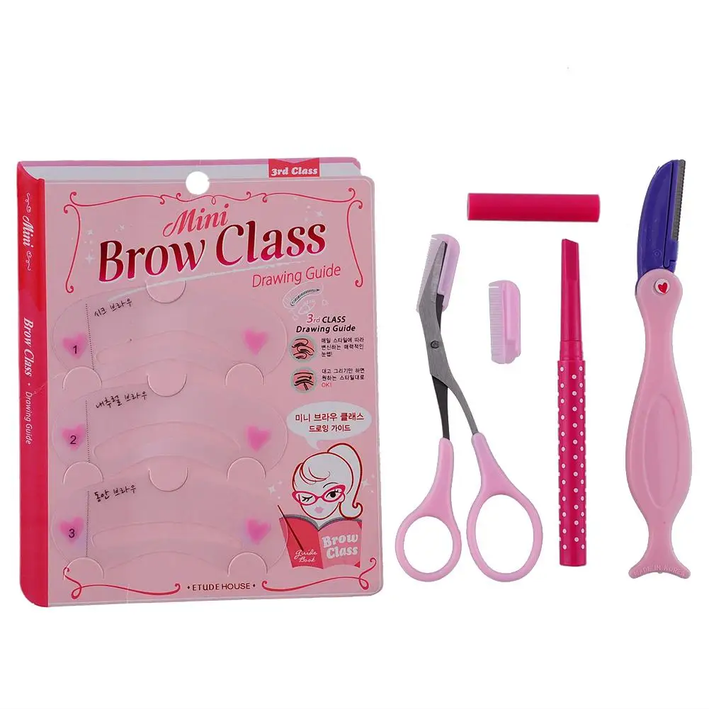 

New 1 Set Eyebrow Pencil Razor Scissor Stencil Template Shaping Tool Trimmer
