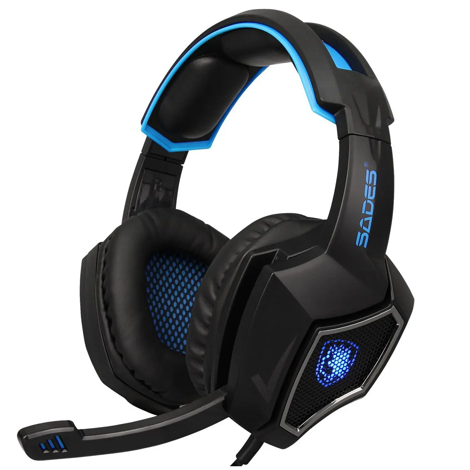 Goede SADES Geest Wolf 3.5mm Profesional Gaming Headset Game Hoofdtelefoon met LED licht en 2 m Kabel voor Computer of mobiele Telefoon