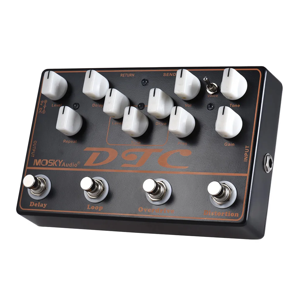 

Guitar accessories Mosky audio Guitar pedal Distortion,Overdrive,LOOP,Delay 4 Effects Pedal in 1 Unit Guitar Effect Pedal