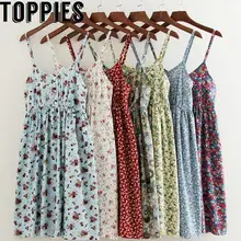 Toppies, женское летнее пляжное платье с цветочным принтом,, ТРАПЕЦИЕВИДНОЕ Хлопковое платье, сексуальное мини-платье с открытой спиной, камзол