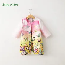 Детская одежда платье для девочек Vestidos Infantis Dobby/хлопковые детские платья с принтом для девочек(платье+ пальто