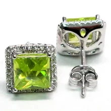 Модные квадратные оливково-зеленые клипсы с камнем серьги Модный австрийский Кристал геометрические принцесса вырезанные циркониевые серьги-клипсы подарочные L5Q100