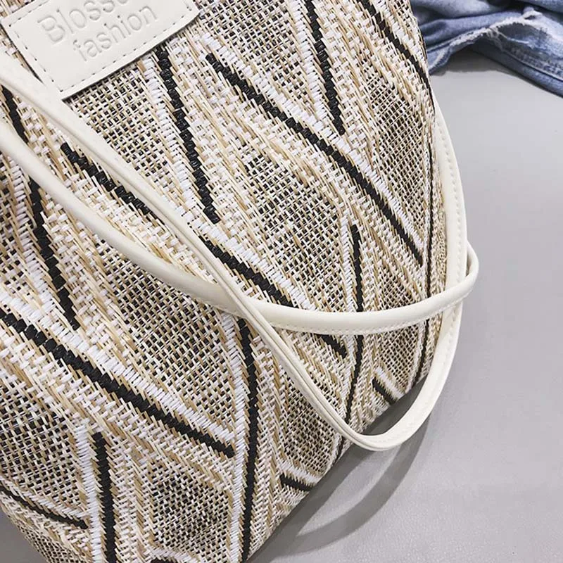 New Summer Beach Women Handbag INS Popular Female Casual Straw Bags Large Lady Travel Shoulder Bag Handmade Knitted Tote SS3344 (13)