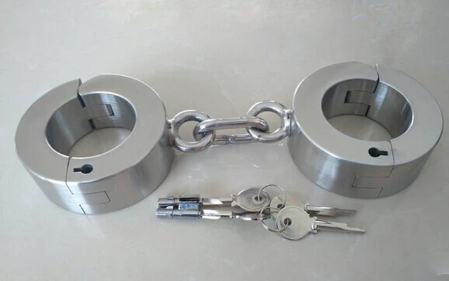 3 5kg Heavy Stainless Steel Bondage Handcuffs Restraint With Chains