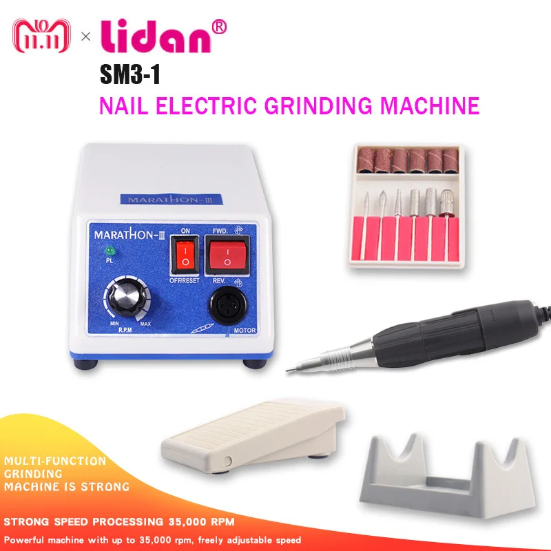 

LIDAN SM3-1 Real Milling Cutter for Manicure Machine 35000 Min Support Pedal Mode Positive Reversal Electric Manicure Drills