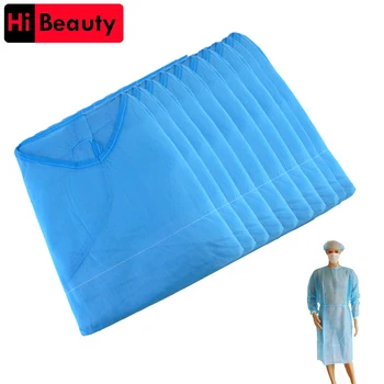 

10pcs/lot Disposable Aseptic Surgical Non Woven Gown Dust Operation Coat Clothes Clothing Hats Caps Tattoo Makeup Accessory