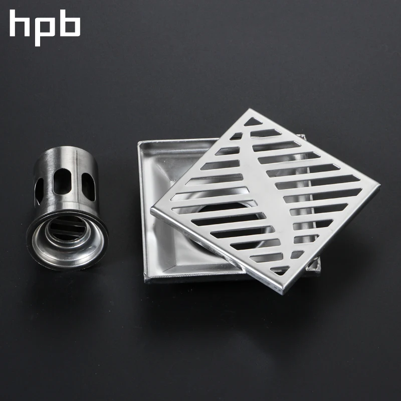 HPB Solid SUS304 из нержавеющей стали душевой сток в полу 10*10 см для дезодорирующей