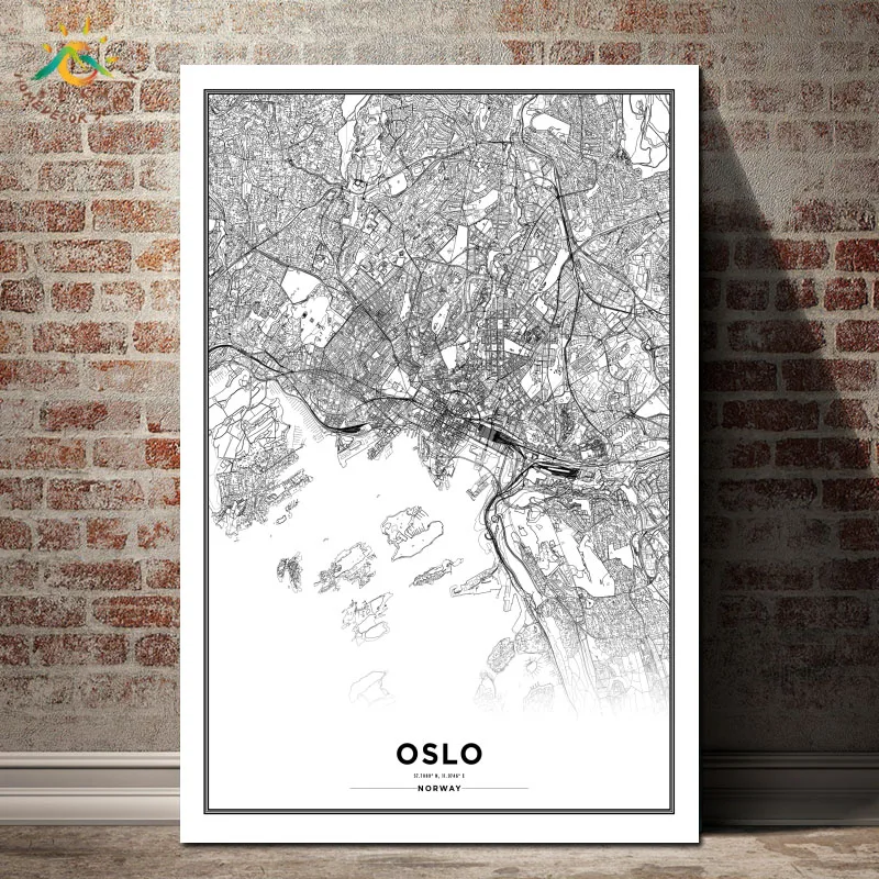 

Oslo Map City Graph Art Nordic Canvas Art Painting Wall Art Poster Home Decoration Posters And Prints Plant Pictures Home Decor