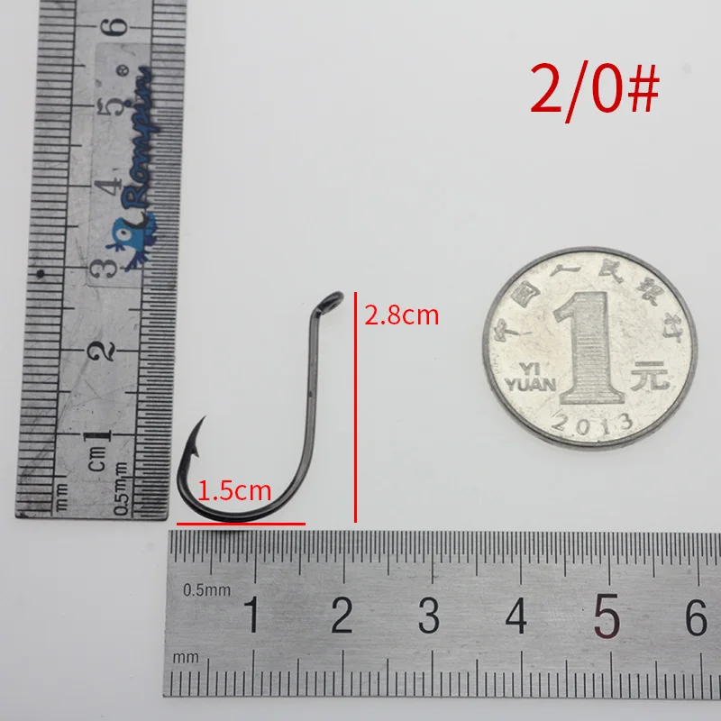 Rompin 50 шт. крючок для ловли осьминогов 8299 HC-72A высокоуглеродистой стали рыболовный крючок морской окунь черный офсетный осьминог клюв приманка size6-9/0 - Цвет: size 2I0