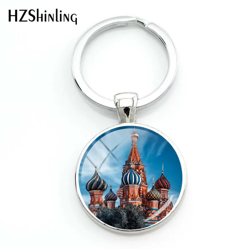 

2018 Fashion Vasilli Cathedral Keychain the Kremlin Key Chain Handmade Christ the Saviour Cathedral Keyring For Tourist Souvenir