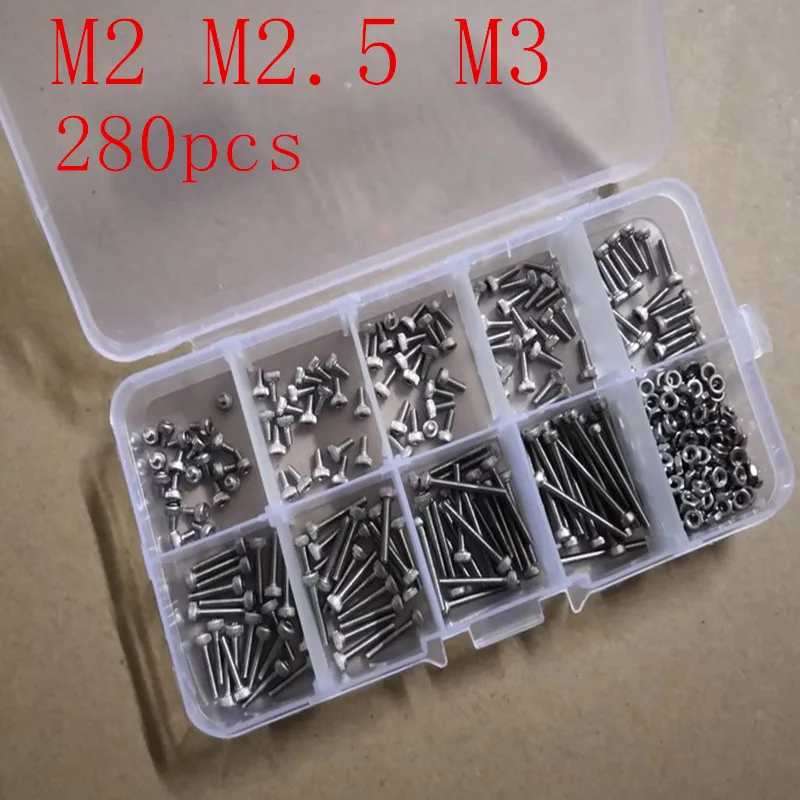Fine 160pcs Stainless Steel SS304 M5 Hex Socket Screws Bolts and Nuts Assortment 
