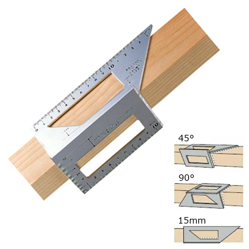 Aluminum Alloy Gauge Square 45 degree 90 degree Protractor Angle Ruler For Carpenter Woodworking Measuring Tools