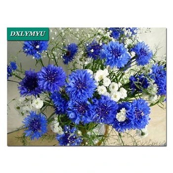 

DIY Diamond Painting"Floral"Picture of Rhinestones Diamond Embroidery Blue chrysanthemum Square Crystal Cross Stitch Mosaic Set