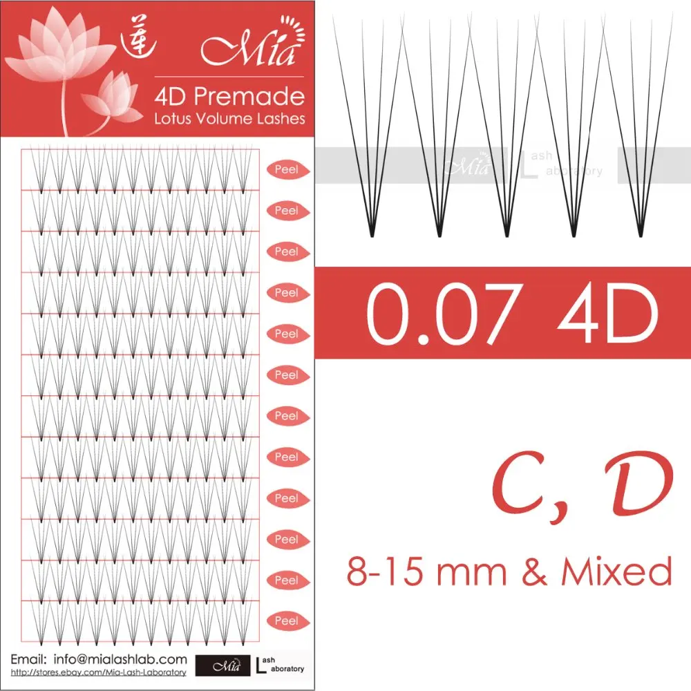 

[4D 0.07 C/D] MIA Lotus Efficiently Fast Speed Pre-made 4D Volume Fan Lash 0.07 Semi Permanent Cluster Eyelash Extensions