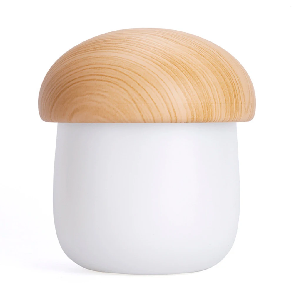 Portable USB Spray Humidifier LED Night Light For Car Office Mushroom ABS Wood Grain Christmas Home Decor Atmosphere Sleep Lamps (1)