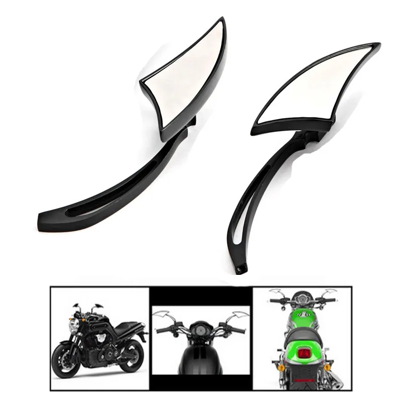 

2PCS Motorcycle Side Mirror Rear View Rearview for Harley Davidson Sportster Dyna Softail BLACK Spear Blade Mini Mirrors