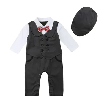 

Newborn Baby Boys Tuxedo Outfit Clothes Gentleman Formal Suit Romper