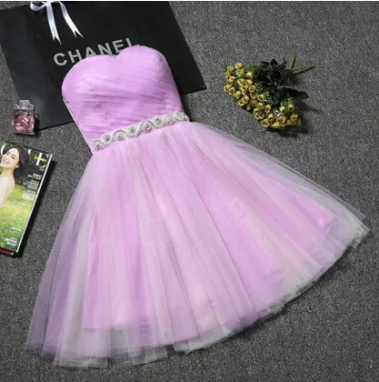 Персиковое розовое платье подружки невесты Бисероплетение талии с плеча возлюбленные платья на свадебное торжество Vestido дешёвые Выпускные платья под$50 - Цвет: purple