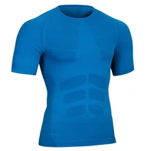 Мода Лето Тощий Быстросохнущий дышащий бесшовный тощий короткий рукав облегающая одежда для мужчин мужской корсет