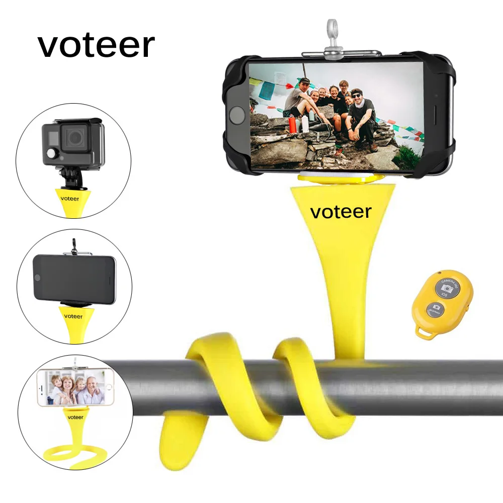 Günstige Voteer flexible selfie stick einbeinstativ drahtlose Bluetooth stativ affe halter für GoPro iPhone kamera telefon auto fahrrad universal