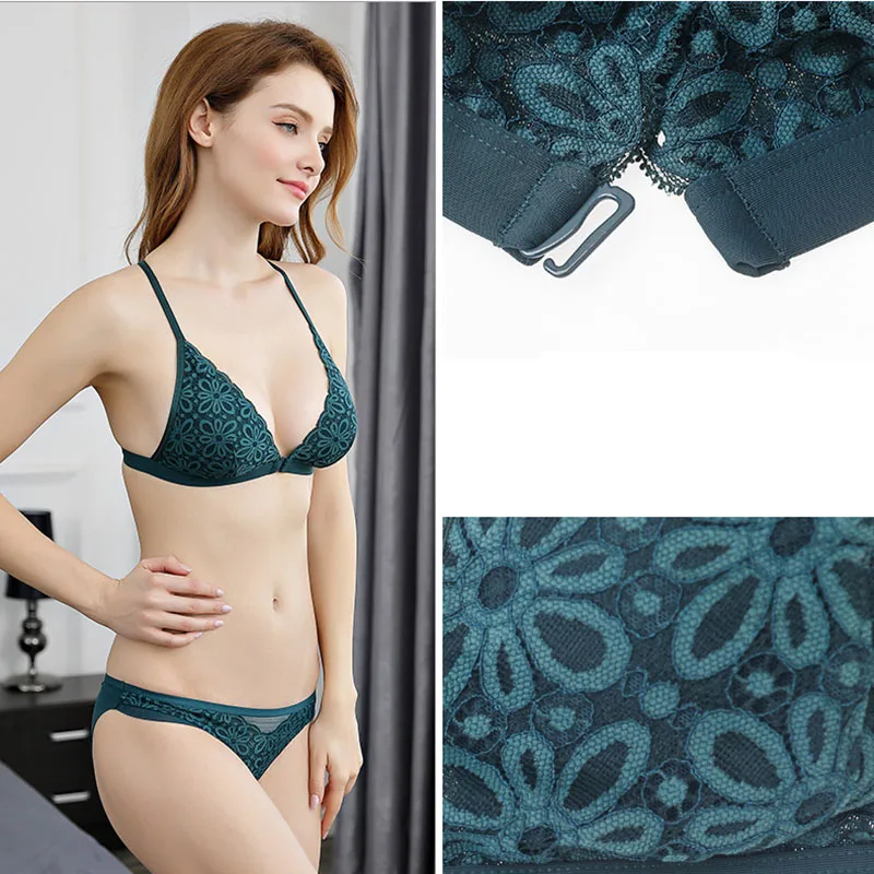 Women Sexy Bra Set Fashion Lace Seamless Wireless (1)