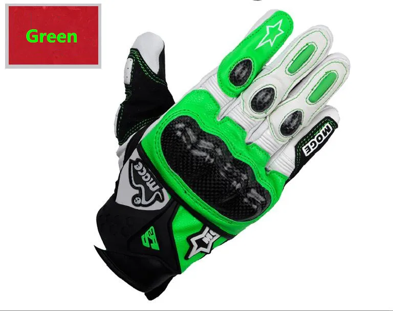 Модные противоскользящие M, L, XL Зеленый Для мужчин полный палец полиэстер и хлопок кожаные мотоциклетные Прихватки для мангала - Цвет: Зеленый