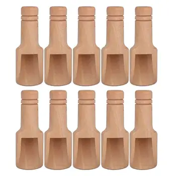 

10Pcs 75x25mm Natural Wood Small Bath Salt Scoop Unfinished Unpainted Wooden Salt Sugar Seasoning Scoops