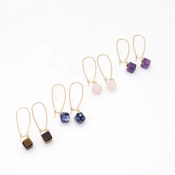 

New Square Cube Small Marble Stone drop earrings for women girl
