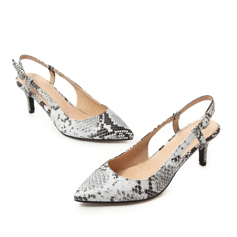 Women's Elegant Snake Print High Heels Grey