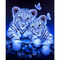 Полная Алмазная Вышивка Тигр 5D Diy алмазная живопись полная дрель круглая Алмазная мозаика украшения для дома в виде животных картины