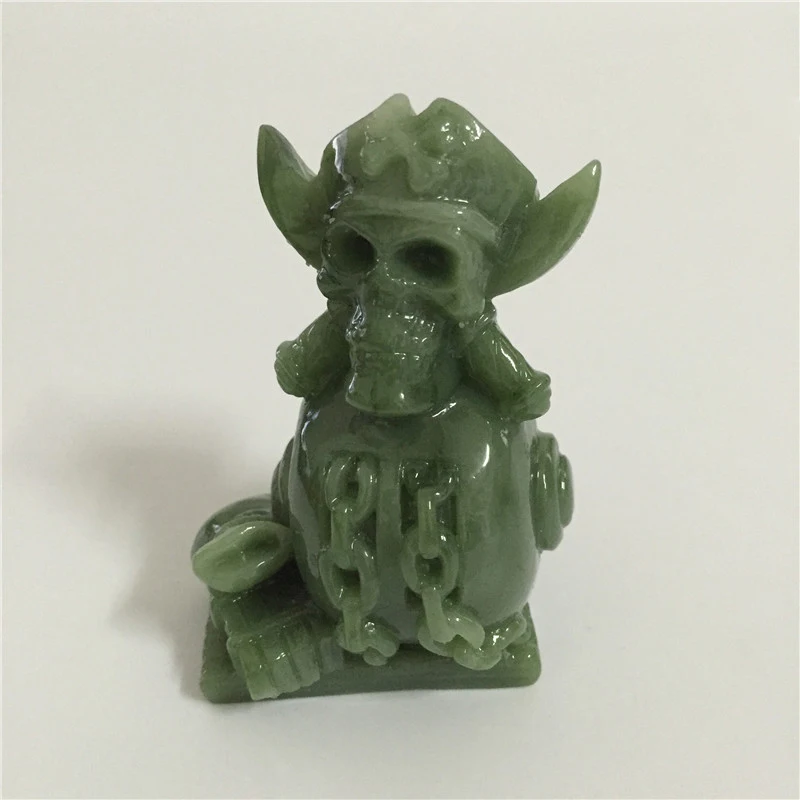 

Pirate Skull Statues Sculpture Man-made Jade Stone Skull Head Figurines Halloween Ornaments Home Decoration accessories
