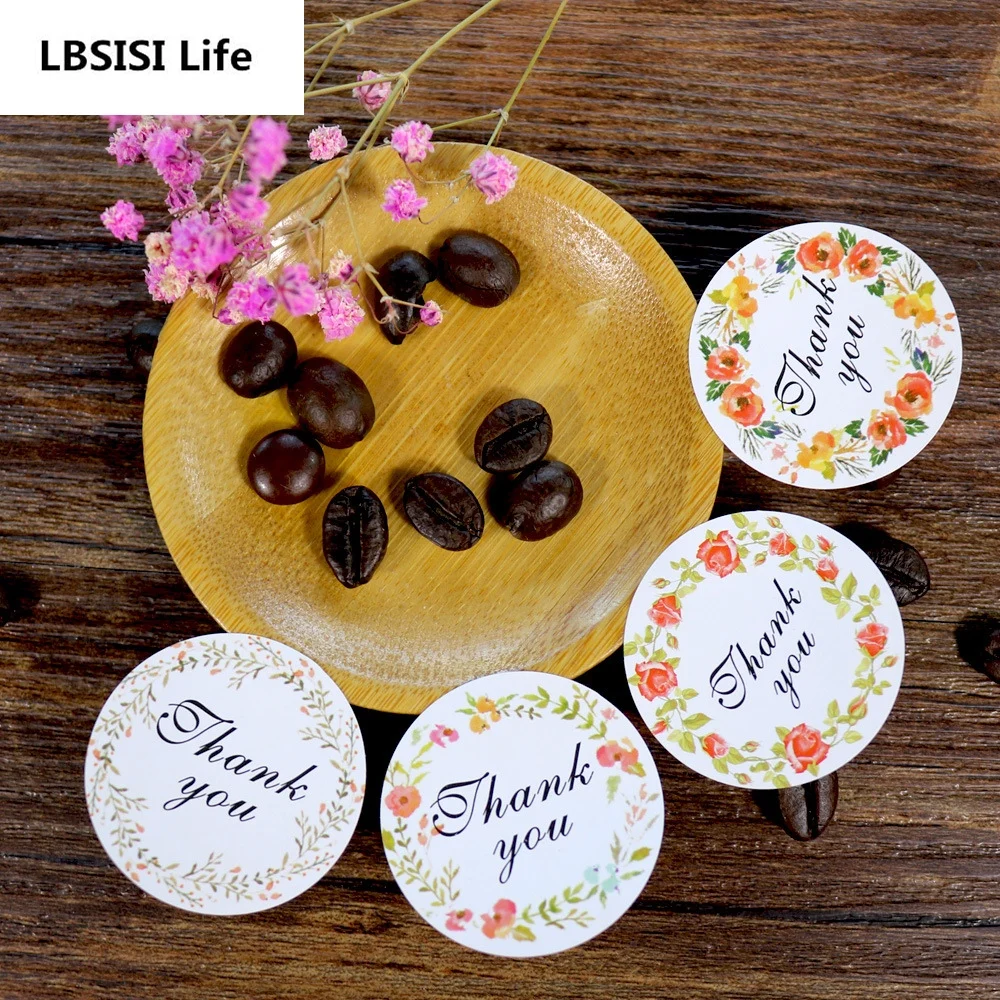 LBSISI Life 108 шт цветок спасибо стикер пирог печенье конфеты бирки на сумку креативная бумажная печать клей декоративные на заказ