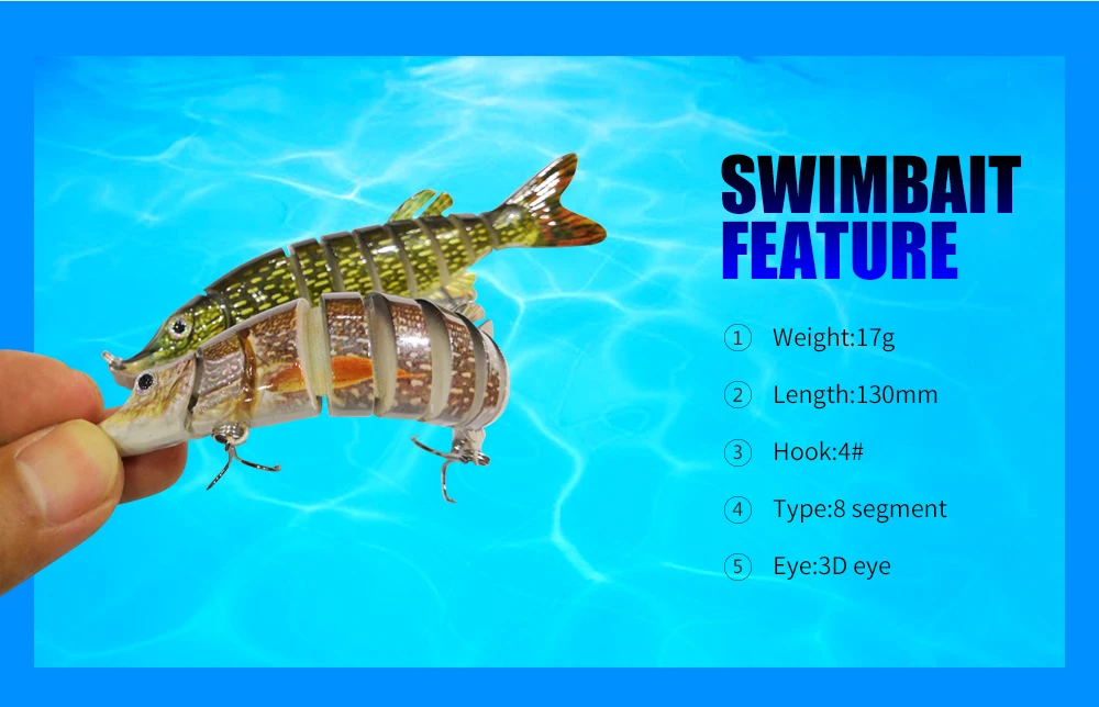 Ods приманка 13 см 17 г 9 segement Swimbait Щука воблеры Crankbait искусственные магпв Mult
