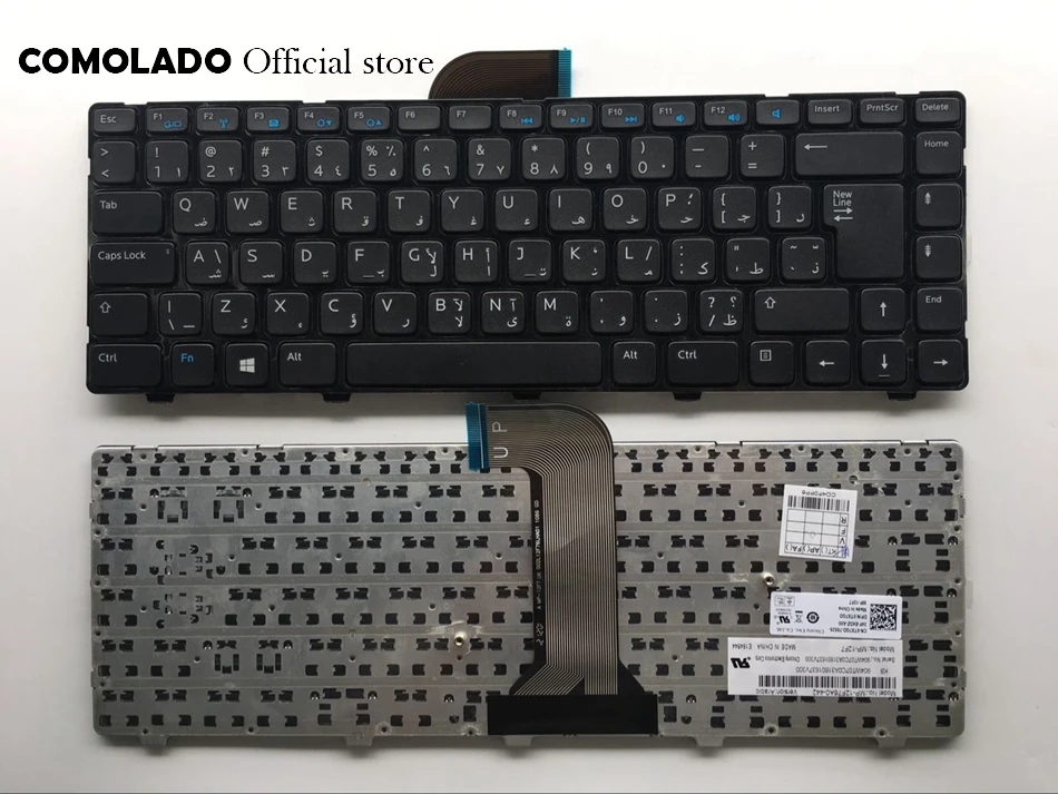 Arabic Клавиатура для ноутбука DELL 3421 14R 2158 5421 V2421 15Z 5523 черный с рамкой AR