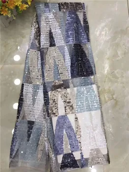 

Pretty design African wedding mesh cloth French net lace fabric with sequins for sewing dress PDN433(5yards/lot)