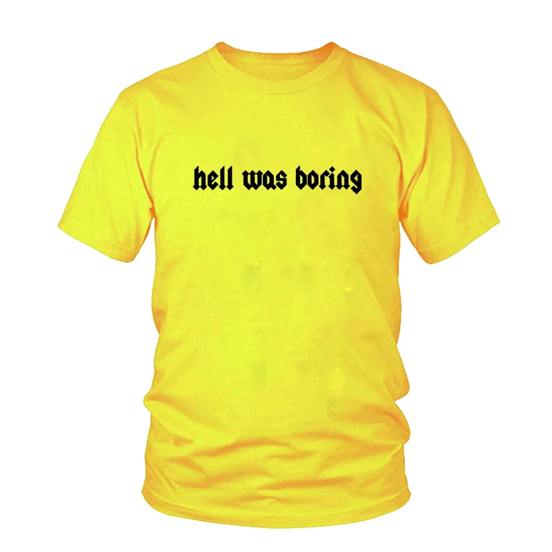 Hell Was Boring женская футболка Tumblr гранж уличный стиль хипстеры лето милые женские модные забавные слоган сатана каваи Готическая рубашка