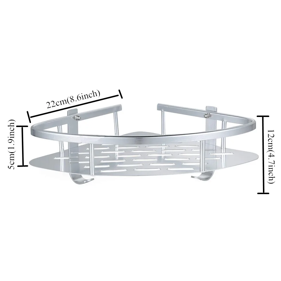 Bright Silver Shower Caddy Bathroom Shelf 1 layer for Shampoo Wall Mounted Basket etagere salle de bain murale banheiro | Обустройство
