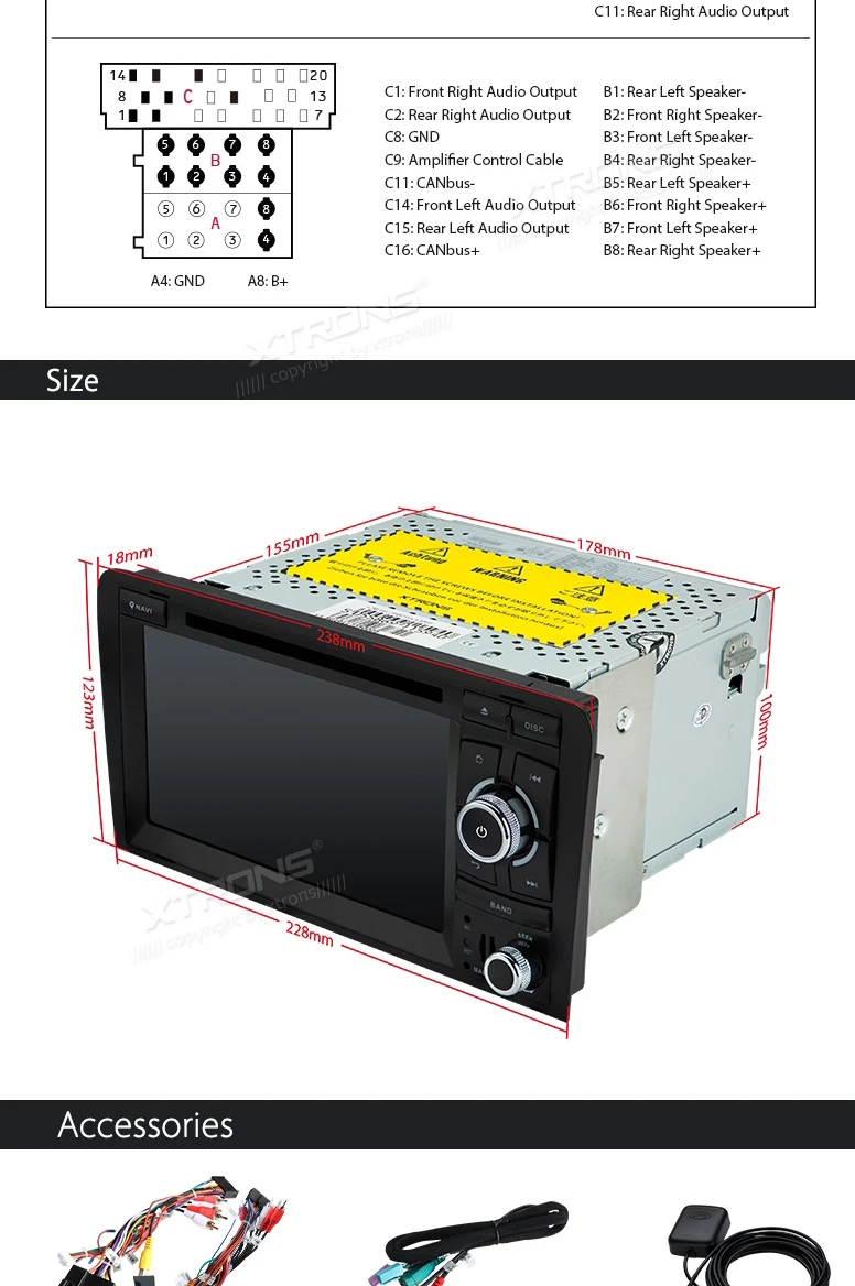 Excellent 7" Android 8.0 OS Car DVD Multimedia GPS for Audi A3 2003-2012 & Audi S3 2006-2012 & Audi RS3 2011-2012 with 4GB RAM 32GB ROM 21