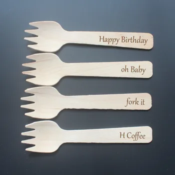 

1000 Personalized Small Sporks Wooden Disposable Party Forks Wedding Baby Shower Birthday Supplies